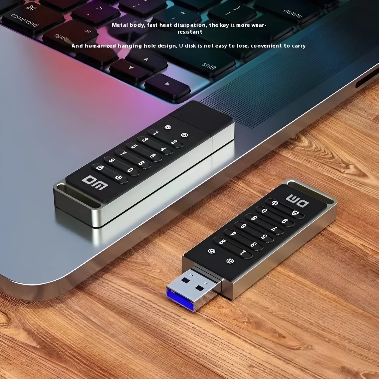 Fingerprint security USB 3.0 flash drive with metal casing and 64GB storage capacity