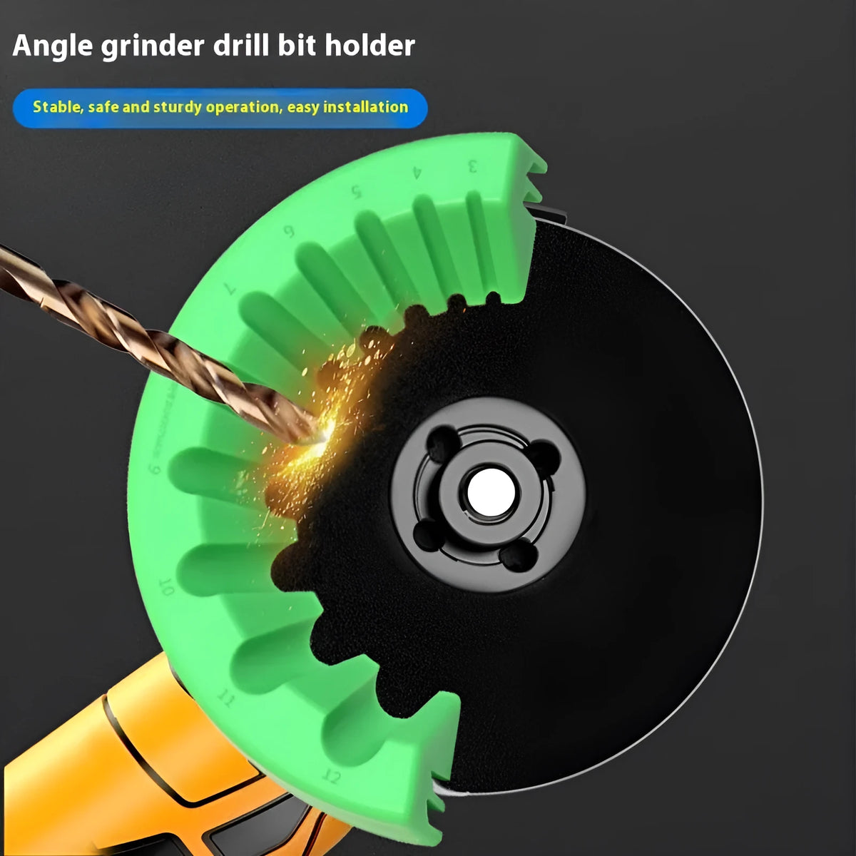 Angle grinder grinding bit bracket holder in yellow, green and black colour options