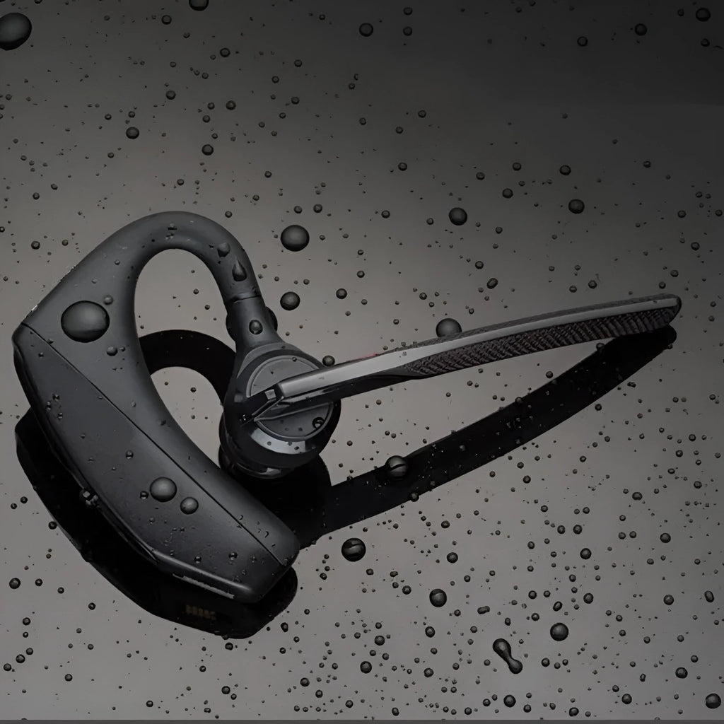 Black sports Bluetooth headphones with battery display and USB charging port