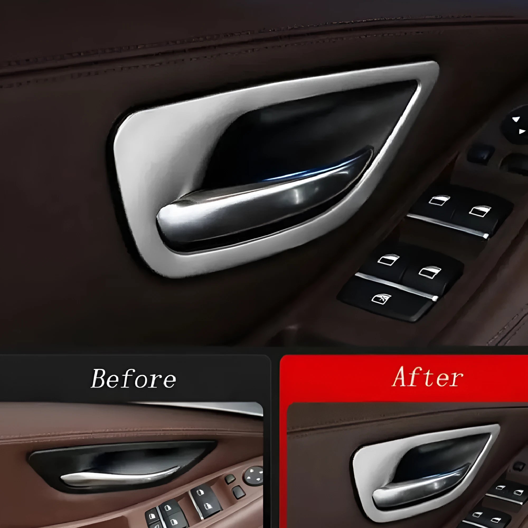 BMW 5 Series interior door handle decorative strips in ABS stainless steel for F10/F1 models
