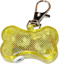Blue LED luminous bone-shaped pendant for pet collars showing three light modes.
