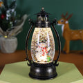 Crystal ball oil lamp desktop decoration with snowman design and battery-powered illumination