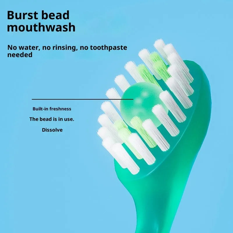 Disposable portable soft-bristle floss bead toothbrush for adults, 8 pieces per pack, English packaging