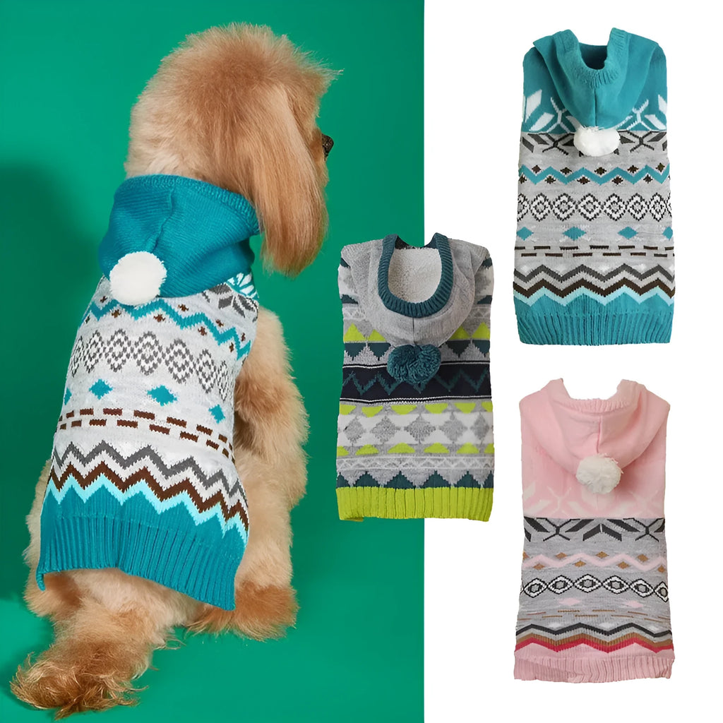 Diamond pattern pet sweater for small dogs and cats in acrylic knit
