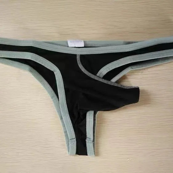 Men's Ice Silk nylon briefs in army green colour on a white background.