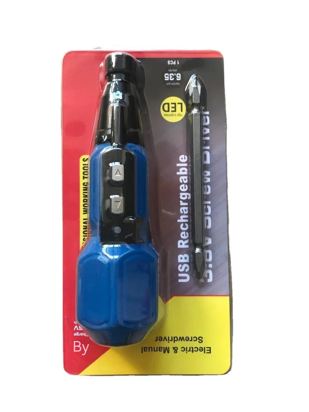 Alloy steel straight handle electric screwdriver with lithium battery in black or blue colour