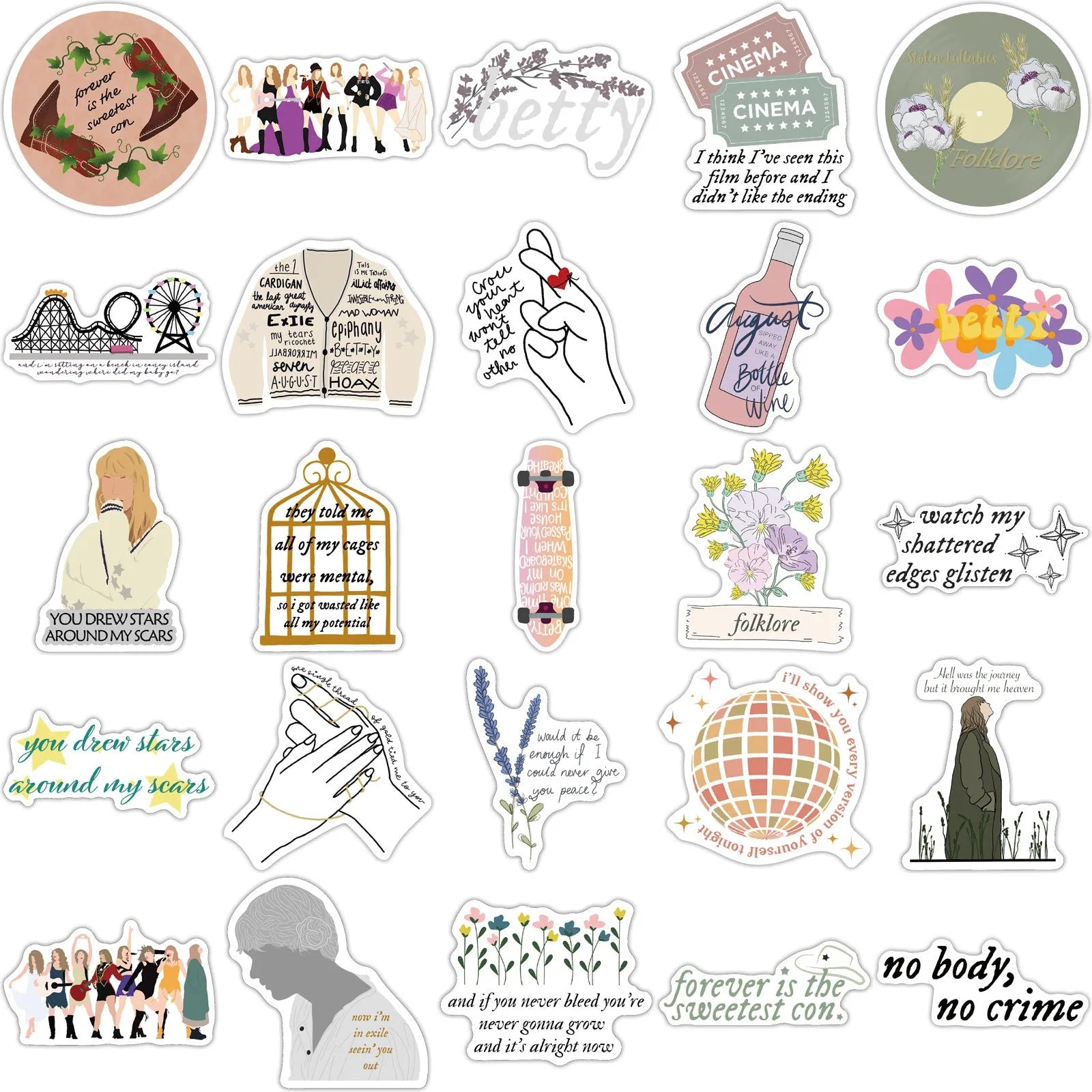Waterproof luggage stickers with cartoon graffiti designs measuring 4-6cm from mildew album series