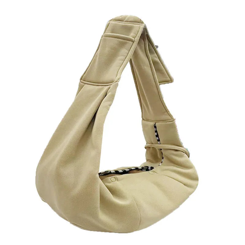 Adjustable shoulder strap pet bag in soft polyester fabric available in multiple colours