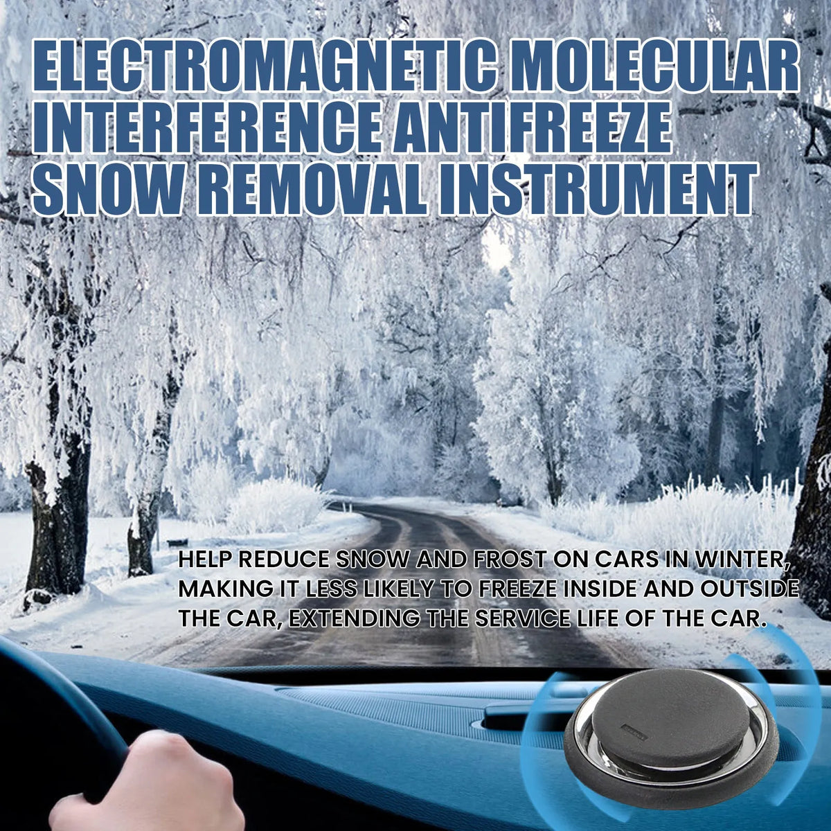 Black rectangular portable car de-icing instrument measuring 7.4x7.4x1.6cm for snow and ice removal