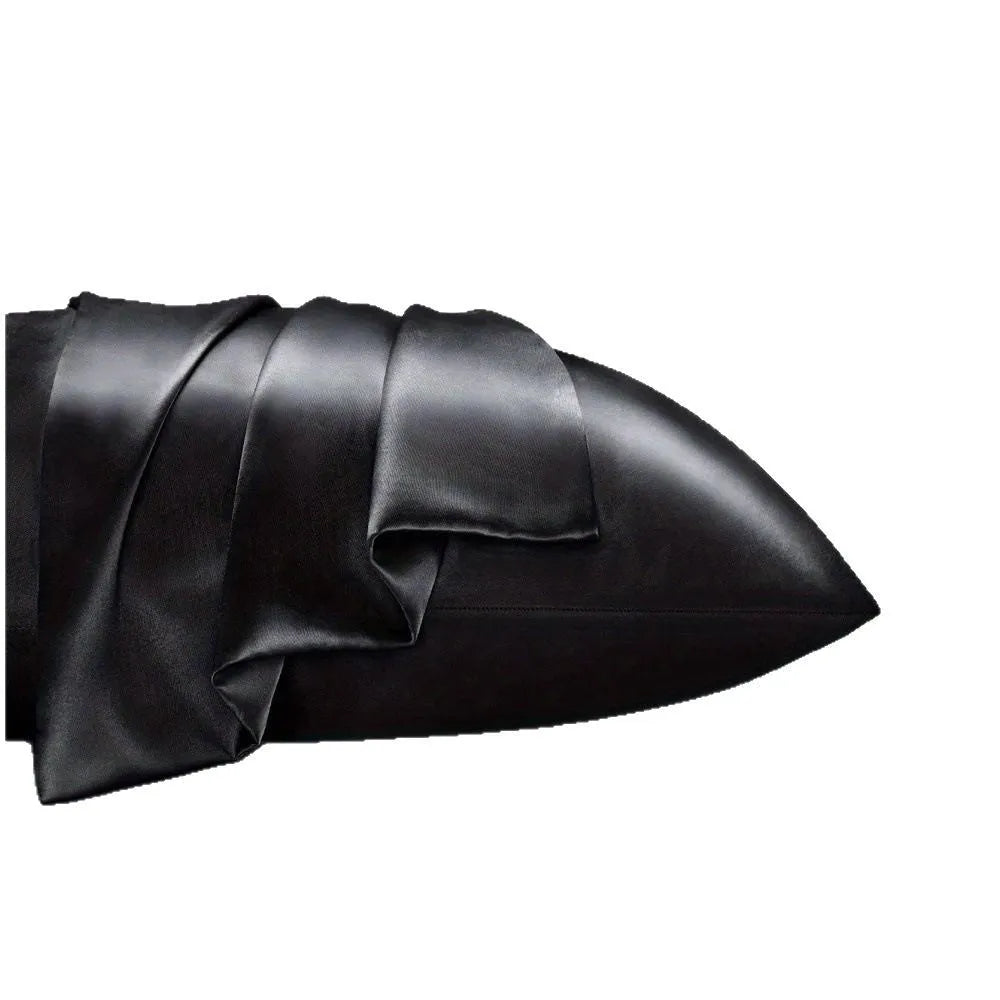 Satin weave polyester pillowcase pair in solid colour with plain weave construction