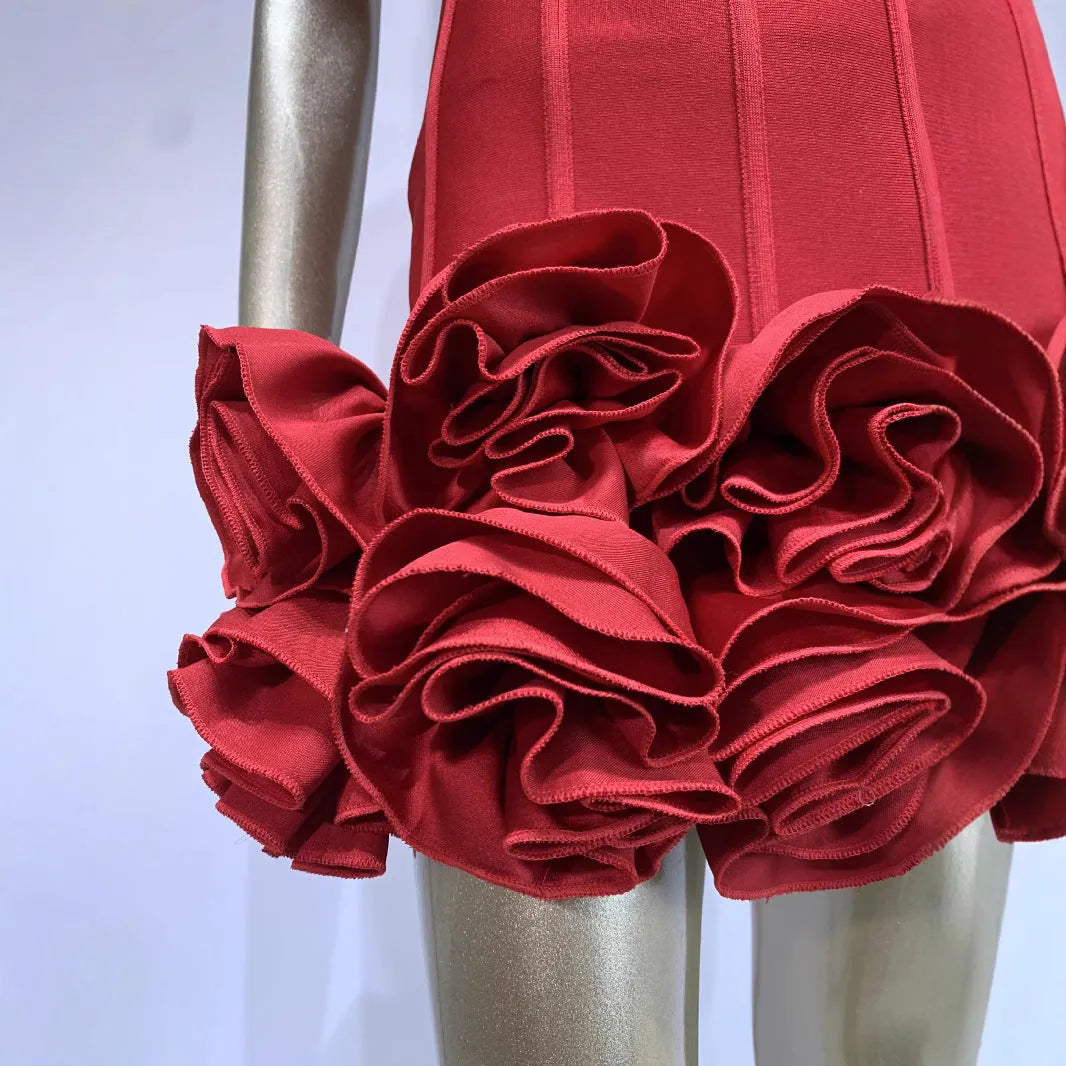 Solid colour women's dress in urban style, shown in red, white or black, with a mid waist design.