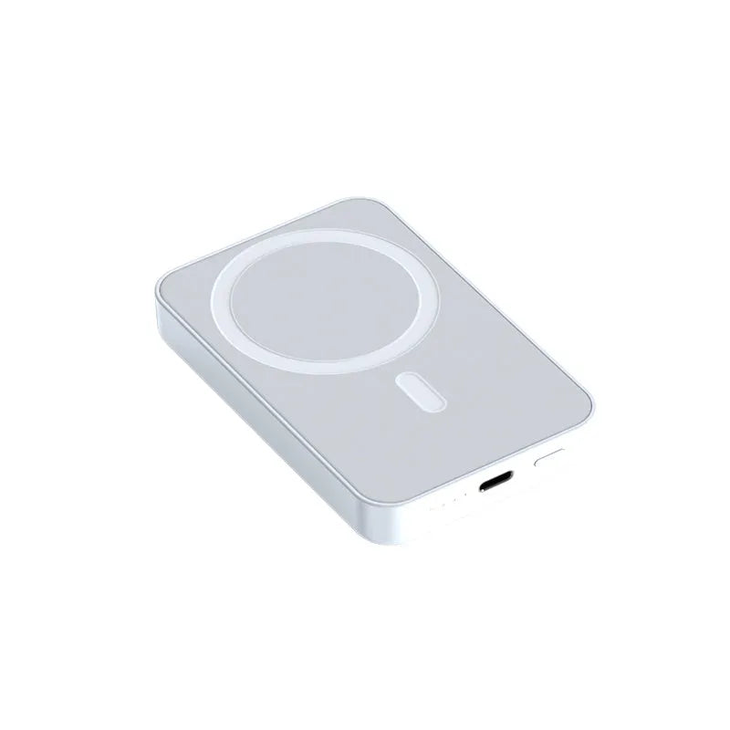 Pink purple white magnetic wireless power bank showing 20000mAh capacity and 20W output