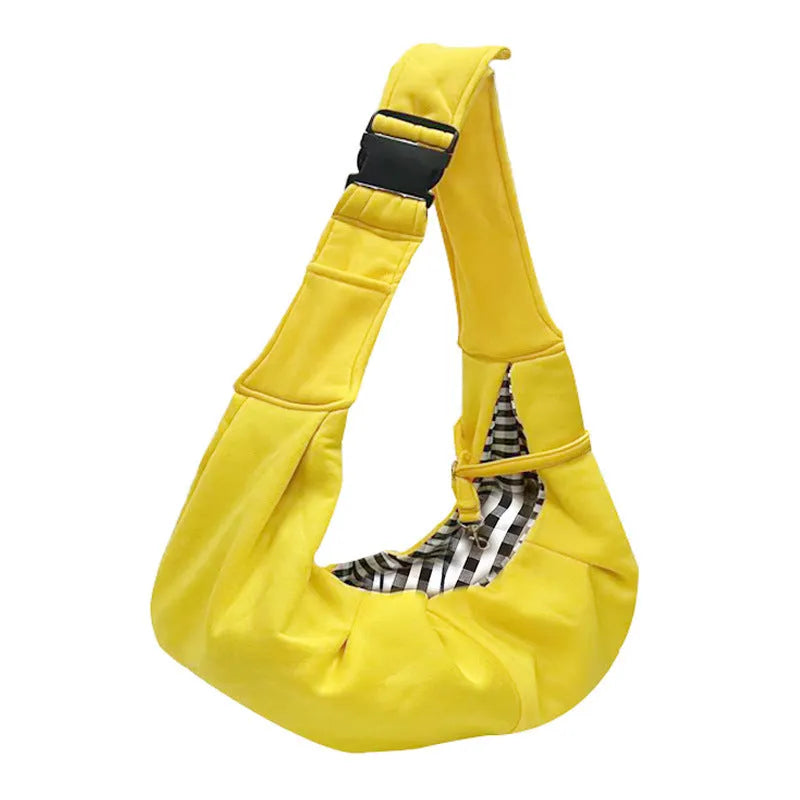 Adjustable shoulder strap pet bag in soft polyester fabric available in multiple colours