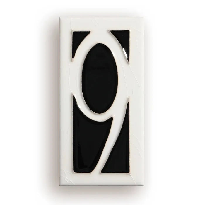 Handmade retro enamel art ceramic doorplate showing number design options on a 76mm by 152mm plate.