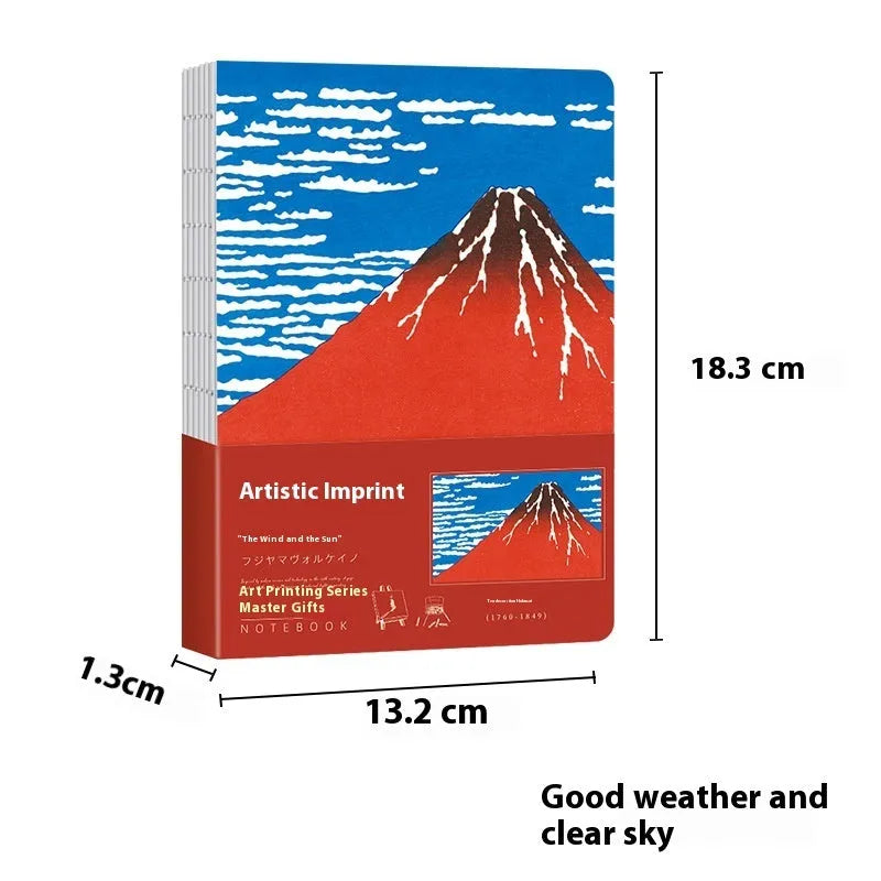 Ukiyo-e Kanagawa wave design hand ledger notebook showing traditional Japanese artwork cover