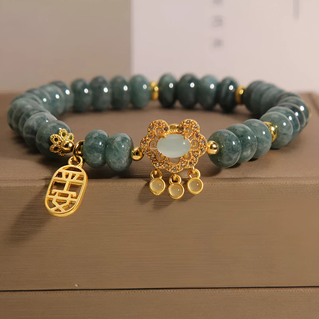 Natural emerald green jade abacus bead bracelet for women with alloy safety lock clasp