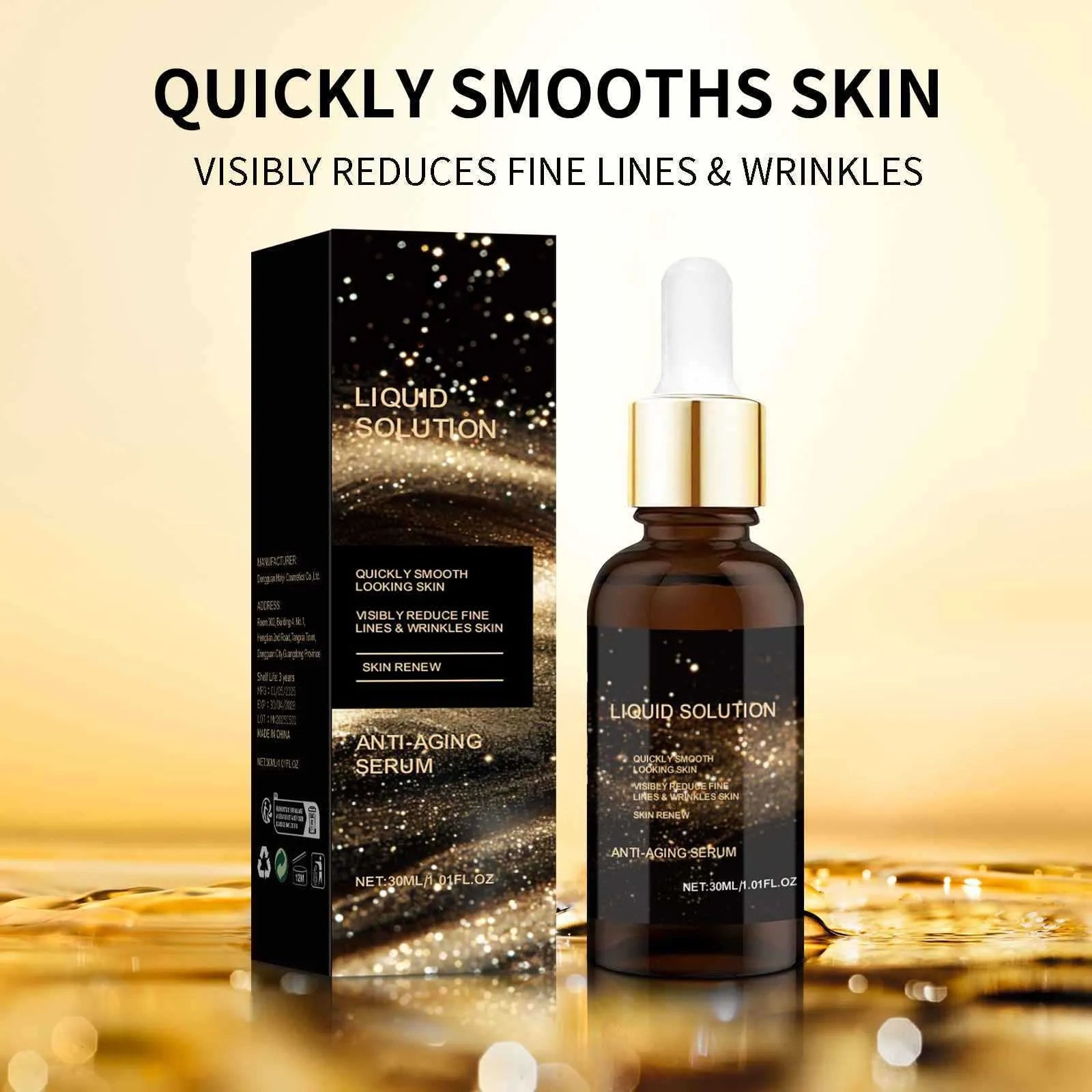 30ml bottle of facial moisturising and nourishing liquid care solution with hyaluronic acid.