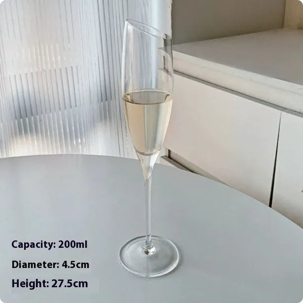French champagne glass goblet or flute in clear glass, one of seven style variations