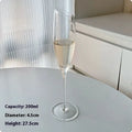 French champagne glass goblet or flute in clear glass, one of seven style variations