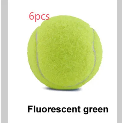 Blue, green, pink, and yellow 6.3cm rubber dog tennis balls for bite-resistant fetch play.