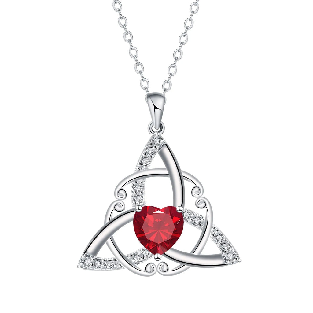 Geometric Celtic knot copper necklace for women showing electroplated finish in available colour options