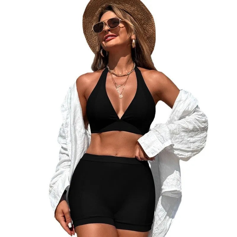 Women's split bikini swimsuit in nylon fabric with polyester lining