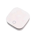 White USB-powered car air purifier with one-button control for odour removal and air disinfection.