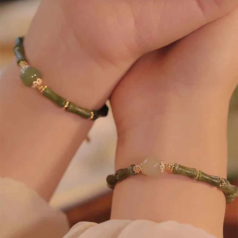 Hetian Jade bracelet in geometric round shape showing dark green and light colour options