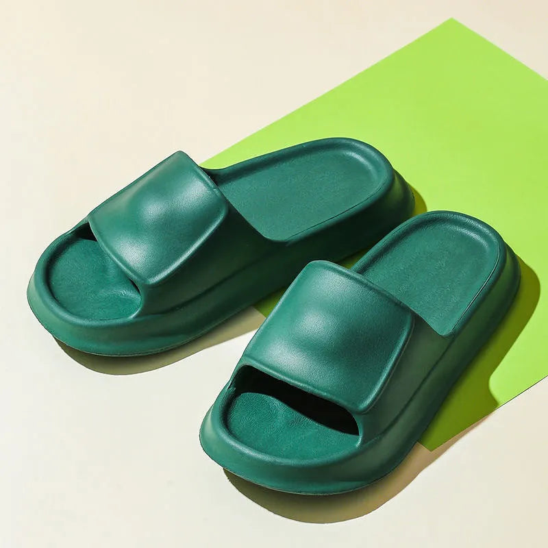 EVA flip-flop slippers with a non-slip sole pattern, shown in multiple colours including black, pink, and white.