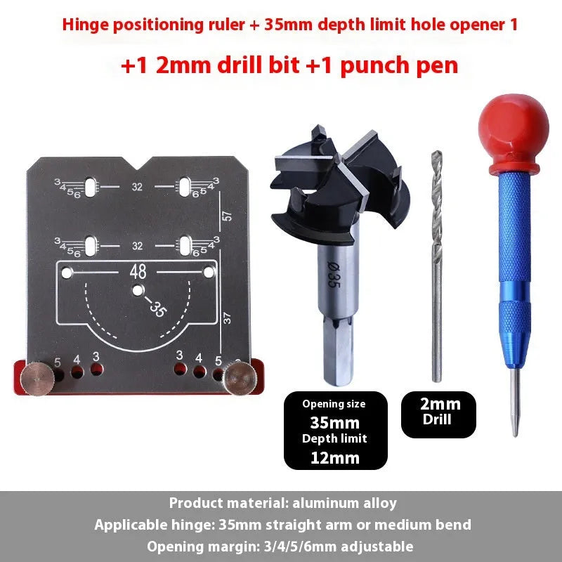 35mm adjustable hinge positioning ruler with aluminium alloy construction and hard alloy blade tapper