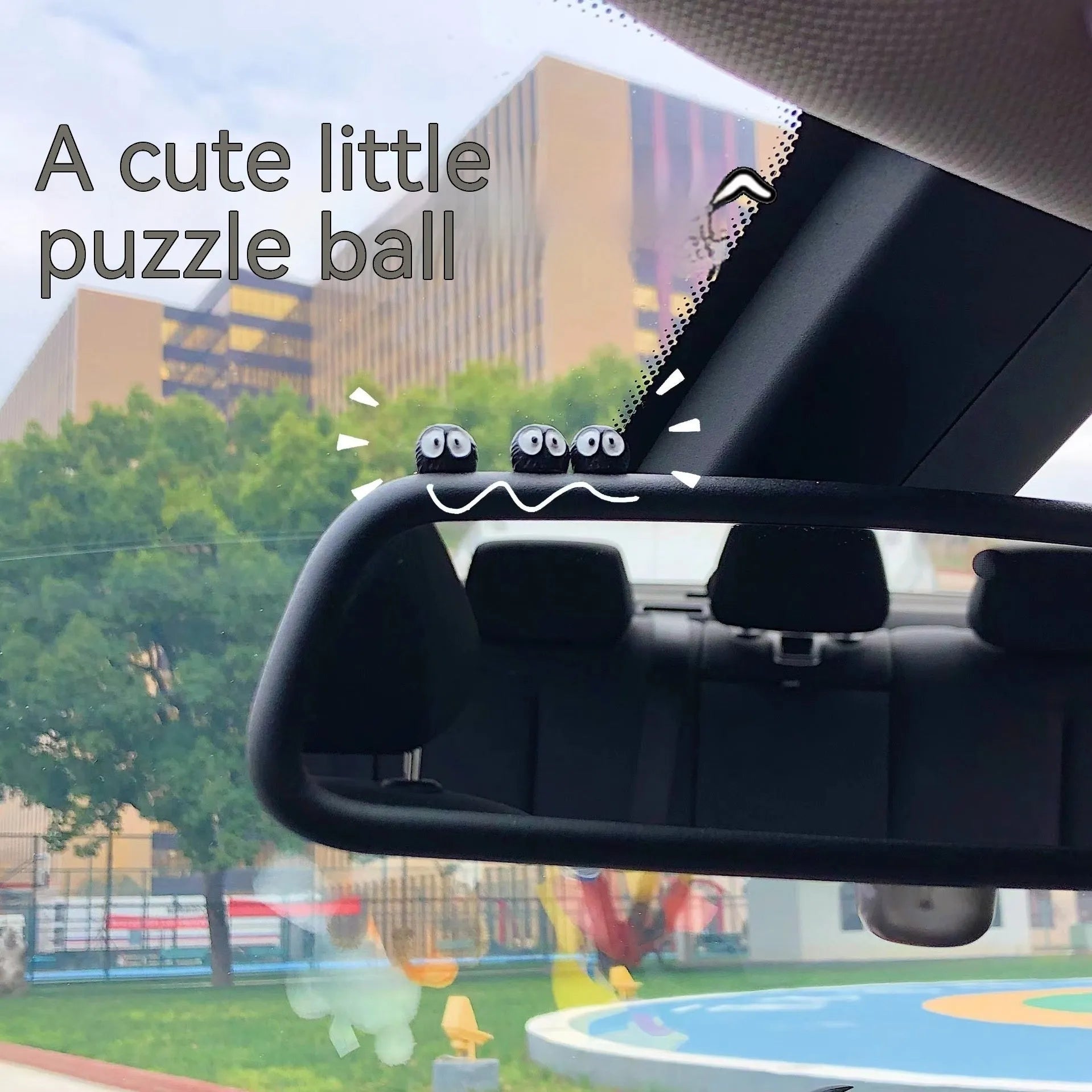Small black cartoon-shaped resin briquette decorations for car interiors with traceless tape.