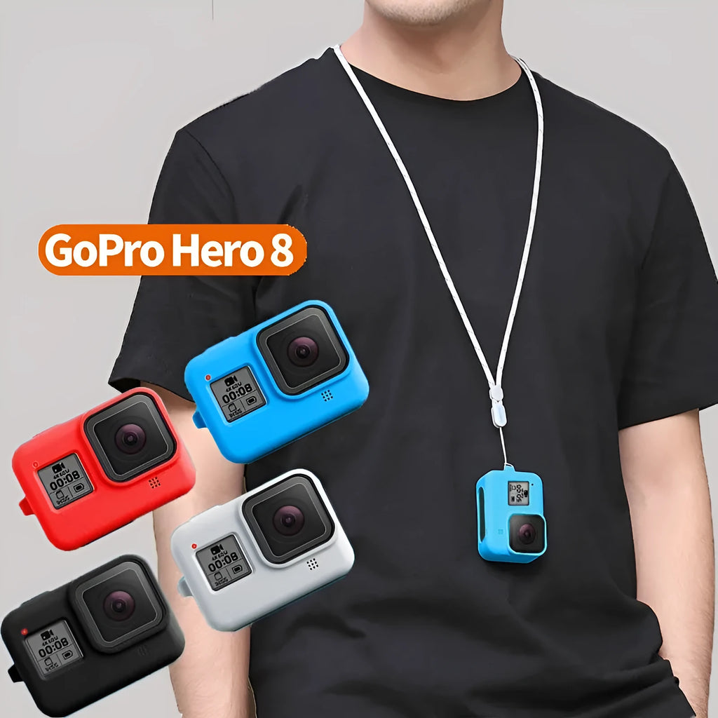 GoPro Hero8 Black silicone protective sleeve with carrying strap in blue colour option