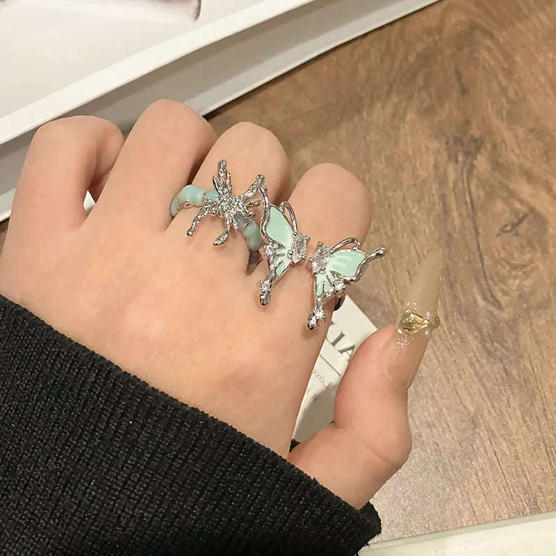 Copper women's butterfly ring with Chinese design in a simple style.