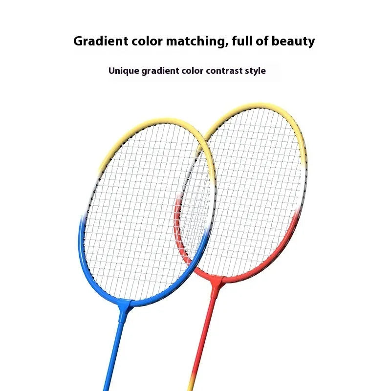 Two ultra-light alloy badminton rackets in split set, available in blue or red colour options