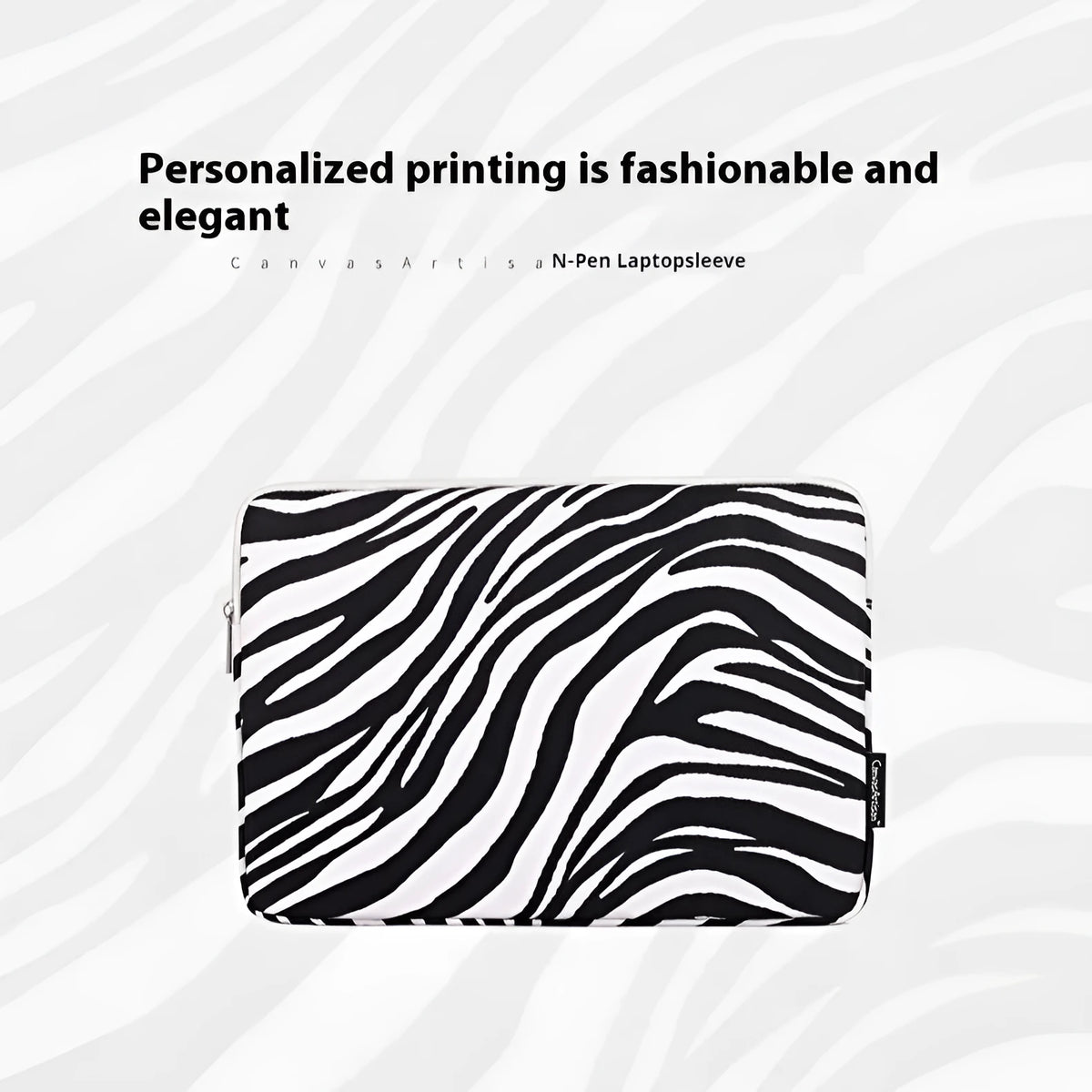 Black and white zebra pattern polyester digital notebook protective sleeve for 11 to 17 inch devices