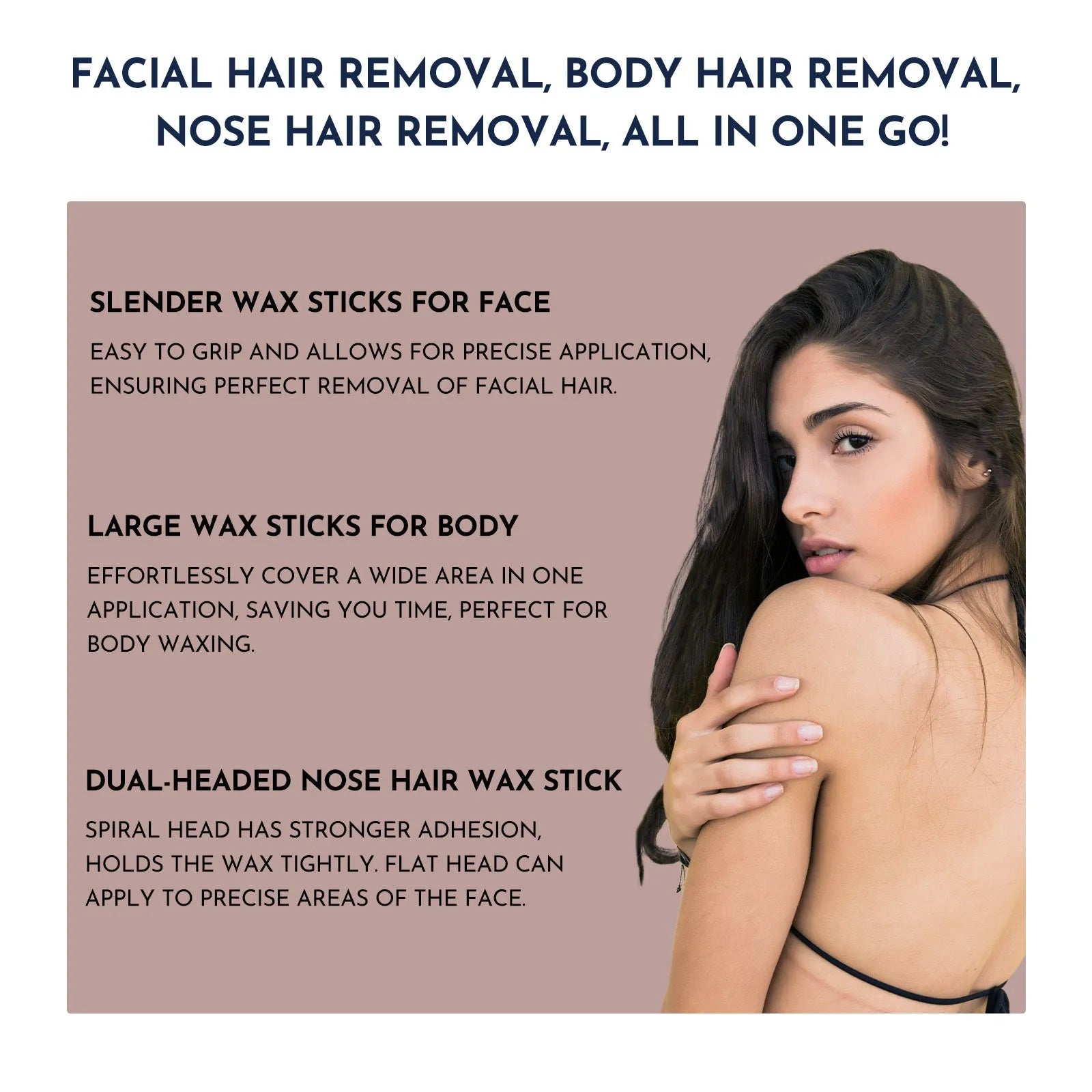 Professional 52-piece waxing kit with hard wax beans, warmer, lotion, and tools for face and body hair removal.