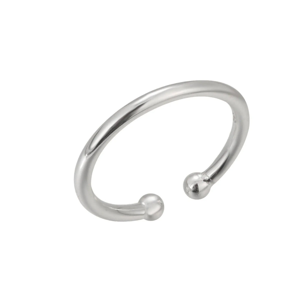S925 sterling silver simple open toe ring for women in white gold colour F031, 925 silver purity, single toe ring
