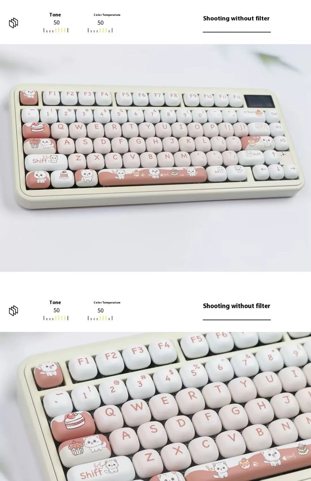 Dessert Cat cartoon themed mechanical keyboard key caps with colourful baked goods patterns