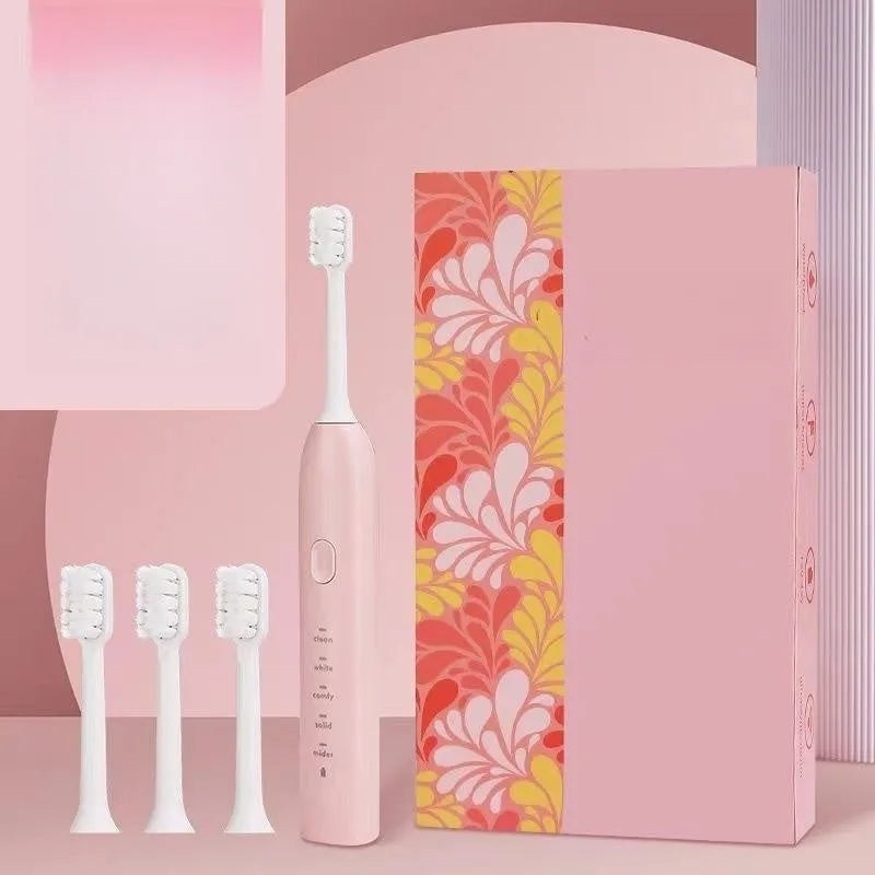 Yellow rechargeable smart electric toothbrush with soft bristles and a small duck design.