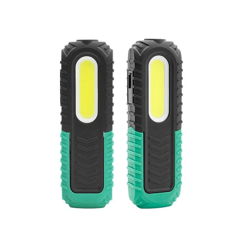 Black and green PET-coated auto repair work light with USB charging port