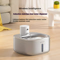 Stainless steel cat water dispenser with 3.2L capacity, lithium battery induction and wireless charging in Pawang