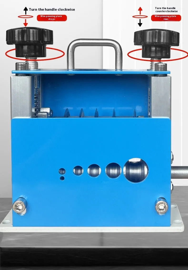 SD-017 manual wire stripping machine showing compact 154mm design for 0.5-17mm diameter wires