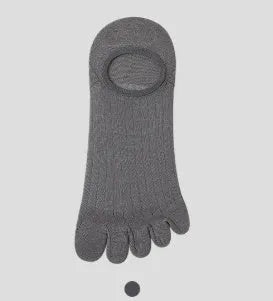 Modal five-finger ultra-thin boat socks in solid colours: white, khaki, light grey, dark grey, and black.