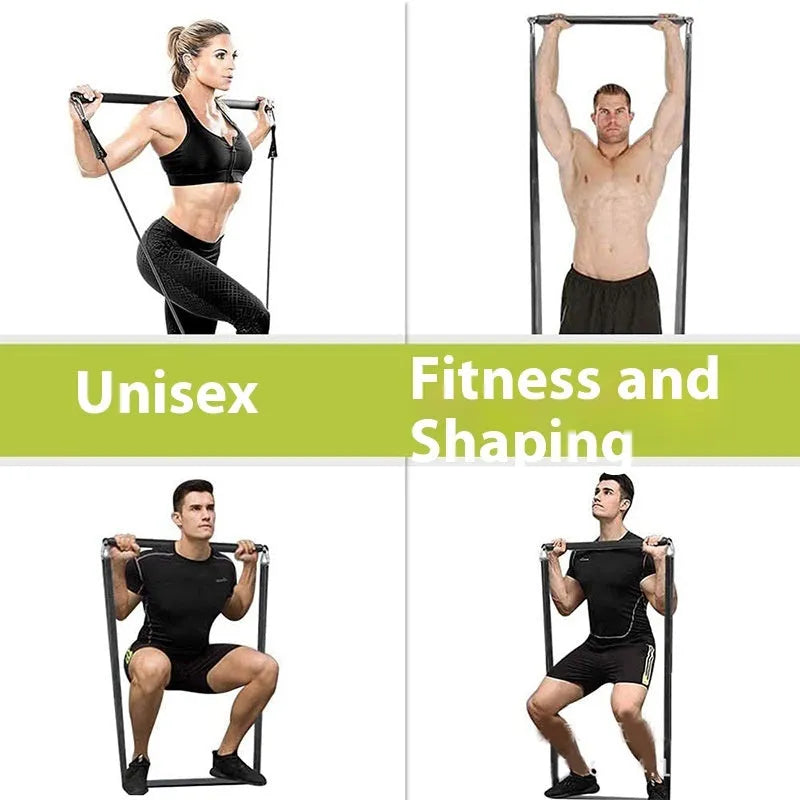 Two-segment push-and-pull yoga fitness stick with rope mechanism for pilates resistance training