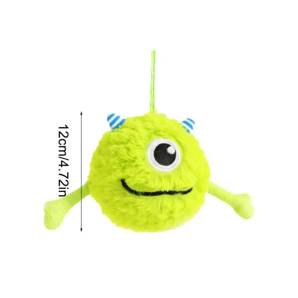 Green interactive dog teething toy ball with sound for puppies, 12cm diameter soft chew ball