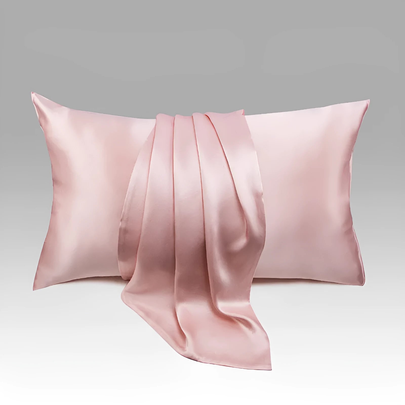 Dark grey mulberry silk envelope pillowcase showing closure detail and smooth fabric texture