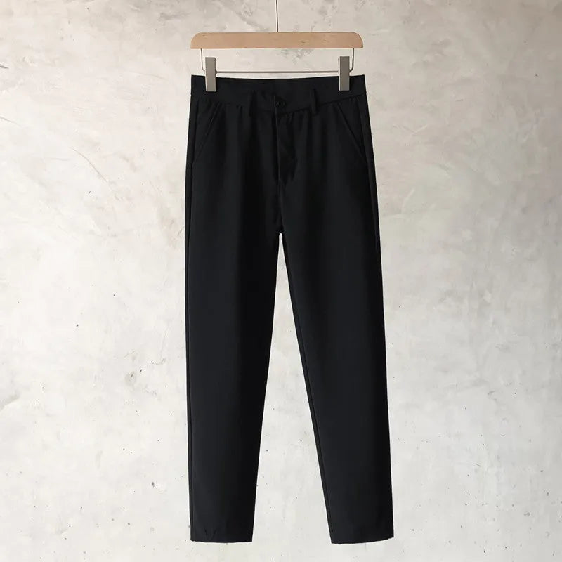 Boys slim straight wool trousers in tapered business casual street fashion style