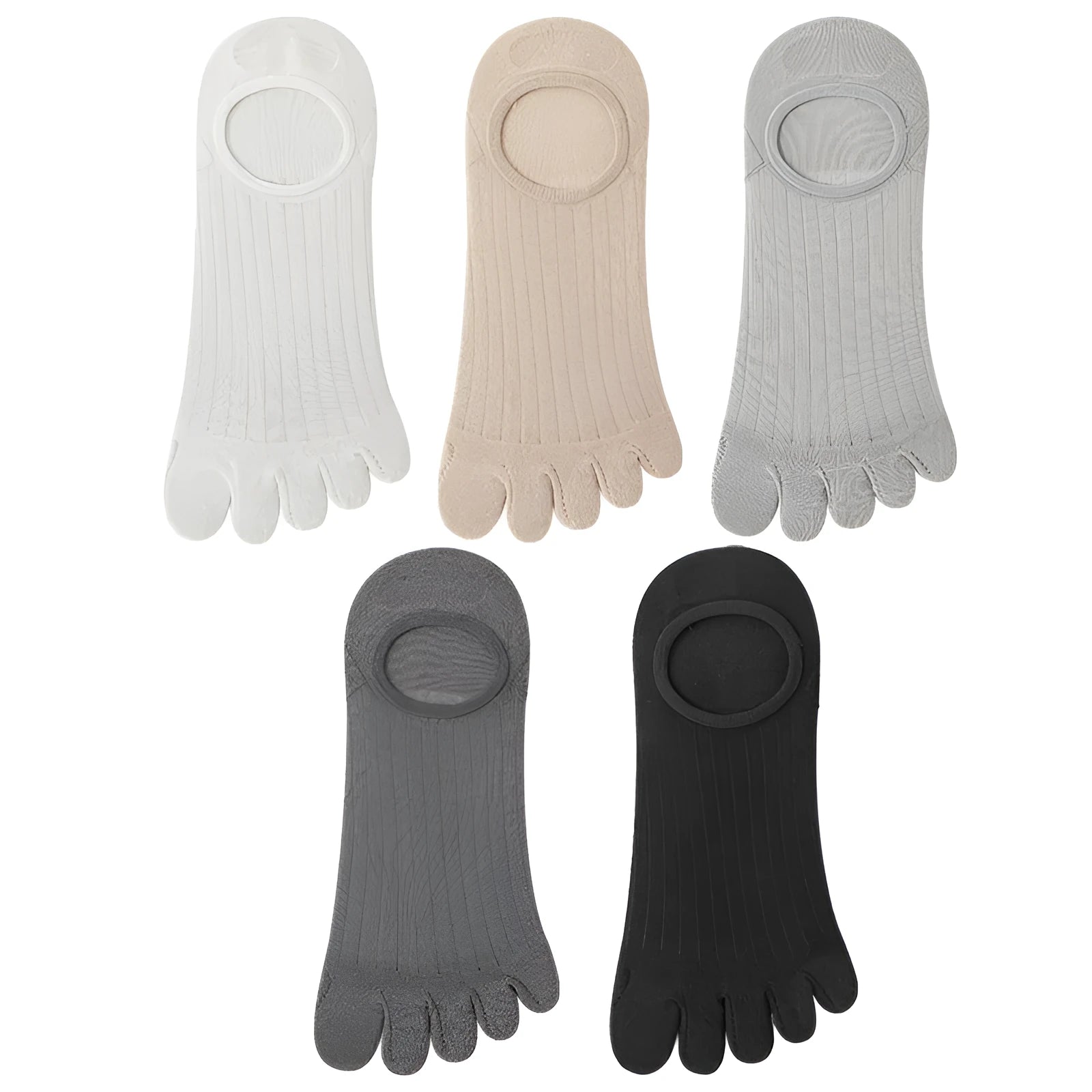 Men's five-toe invisible socks in modal fabric, shown in light grey colour.