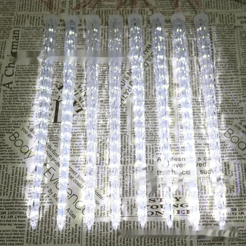 LED ice cone meteor shower solar Christmas lamp with flower-shaped 30cm plastic strands