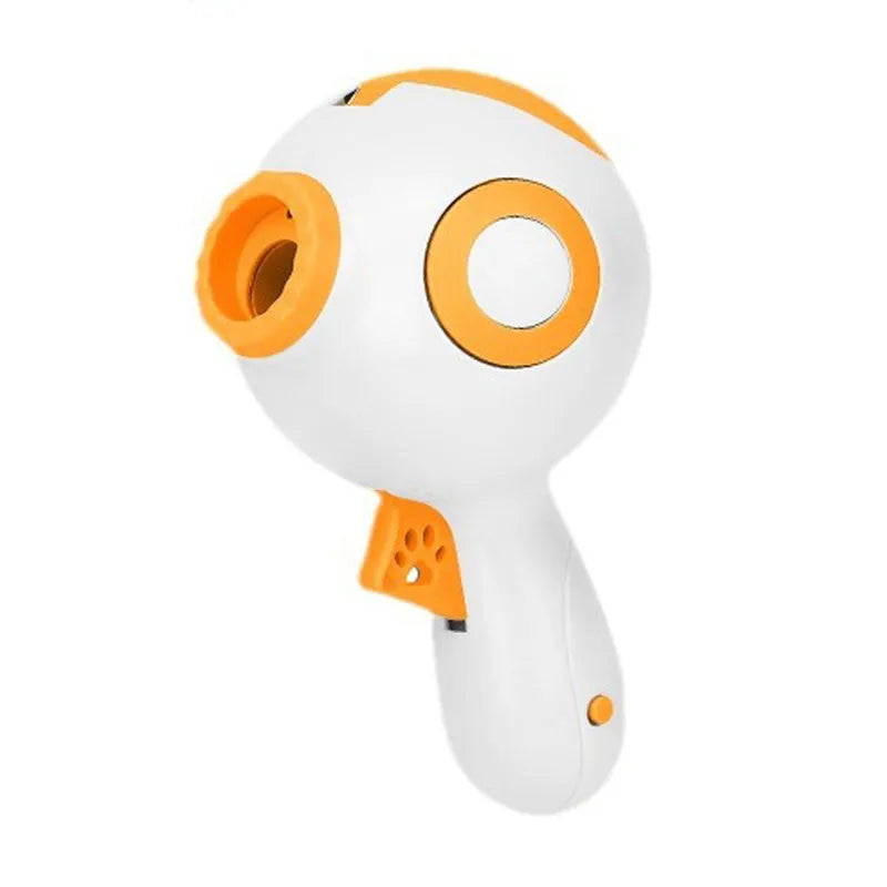 Green, orange, and pink interactive dog treat launcher toy for training and play.
